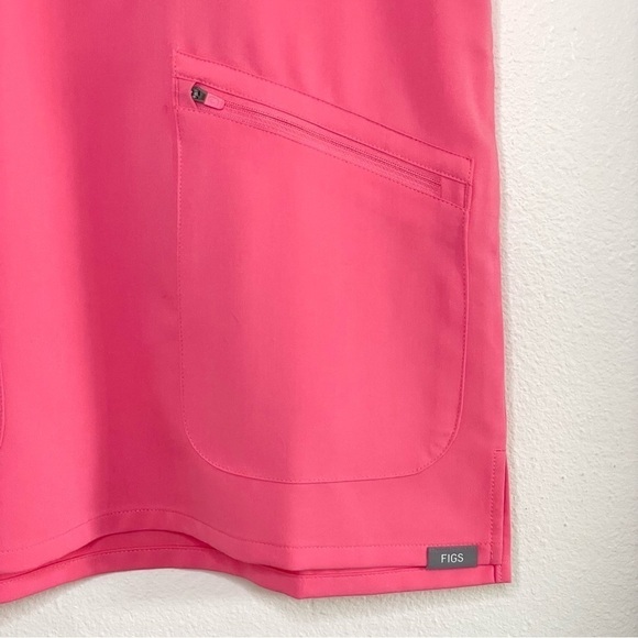 NWT Figs Limited Edition Nata Zip Henley Scrub Top Neon Pink XS - Picture 11 of 16